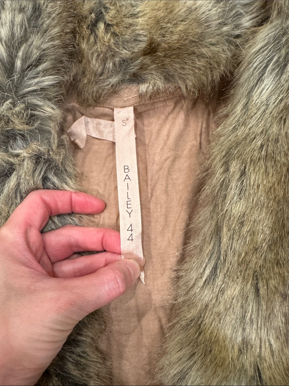 Bailey 44 Camel-Tan Draped Teddy Jacket with Faux Fur Collar - Picture 2 of 7